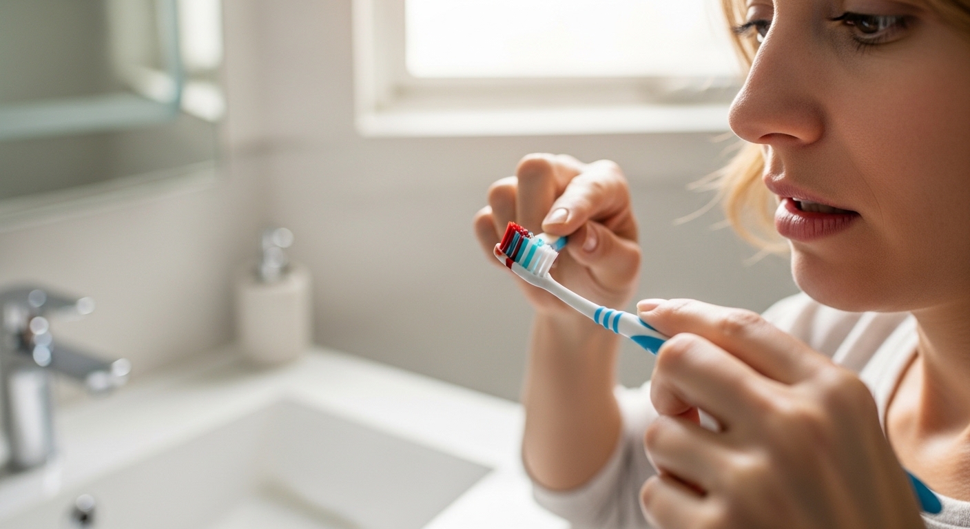 A dentist explains gum health to a patient in a modern dental office.